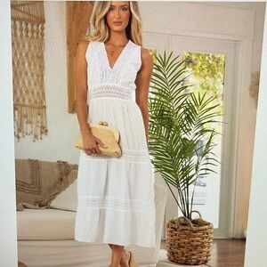 New! Seaspice Resort Wear Gabrielle Cotton Midi Dress Crochet Size Medium
